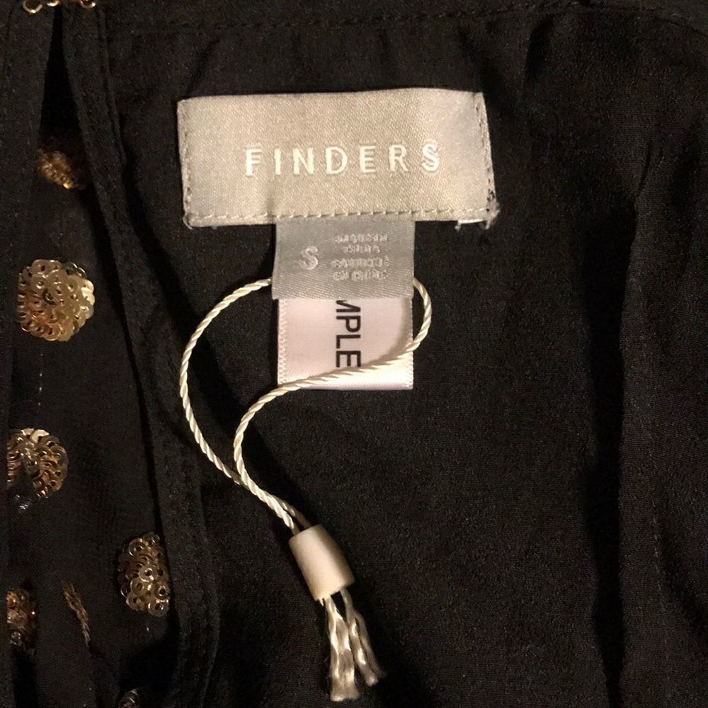 Finders Keepers Black Gold Sheer Sequined Dress S - Picture 8 of 8